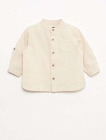 Camisa cuello mao con mangas remangables