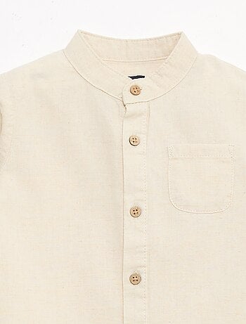 Camisa cuello mao con mangas remangables