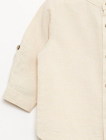 Camisa cuello mao con mangas remangables