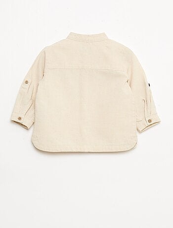 Camisa cuello mao con mangas remangables