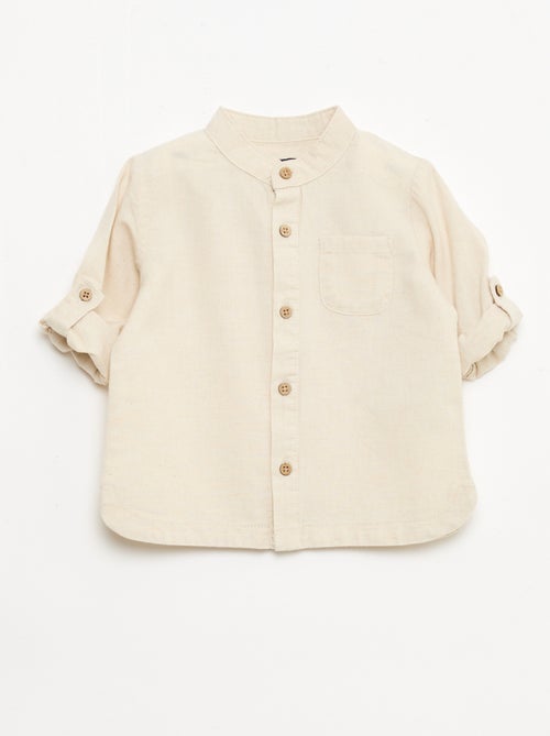 Camisa cuello mao con mangas remangables - Kiabi