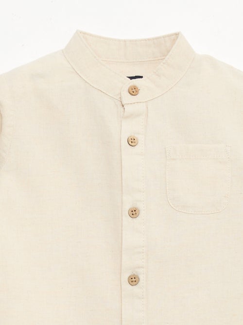 Camisa cuello mao con mangas remangables - Kiabi