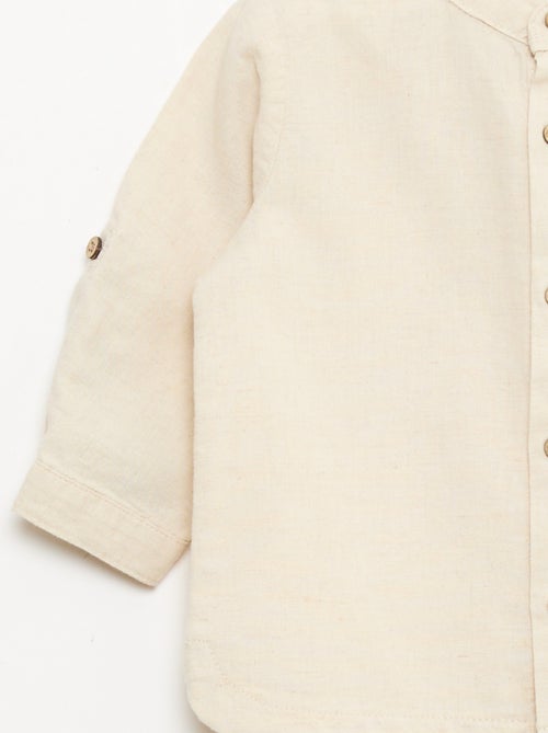 Camisa cuello mao con mangas remangables - Kiabi