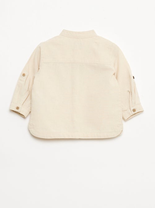 Camisa cuello mao con mangas remangables - Kiabi