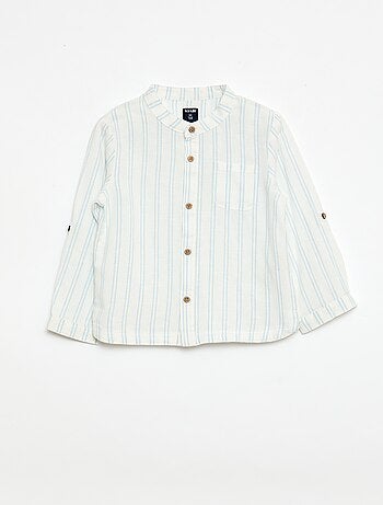 Camisa cuello mao con mangas remangables