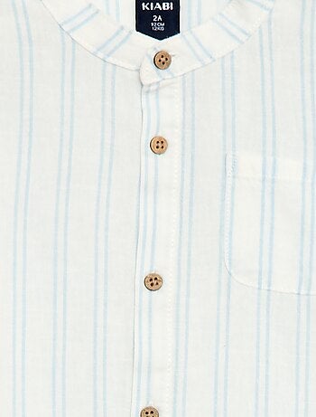 Camisa cuello mao con mangas remangables