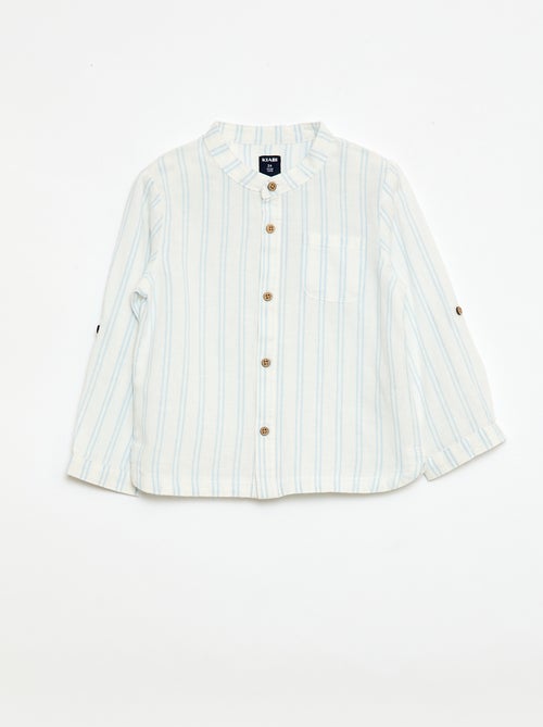 Camisa cuello mao con mangas remangables - Kiabi