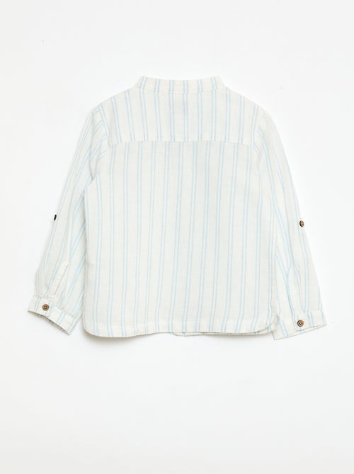 Camisa cuello mao con mangas remangables - Kiabi