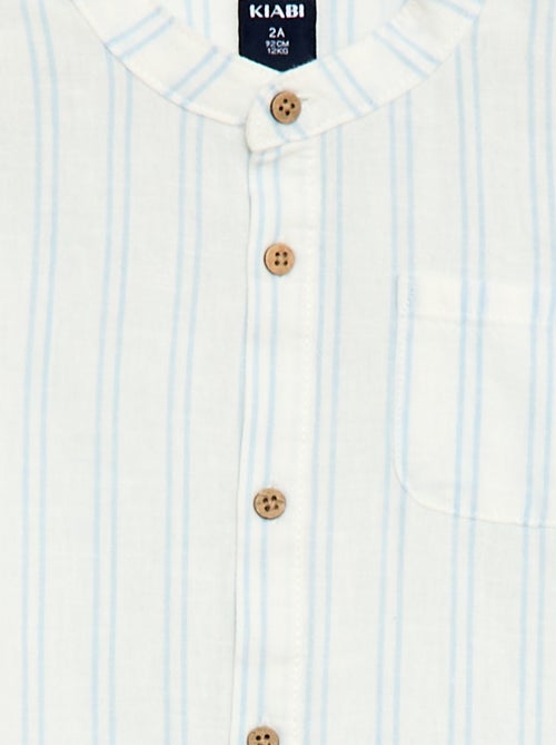 Camisa cuello mao con mangas remangables - Kiabi
