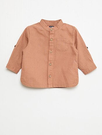 Camisa cuello mao con mangas remangables