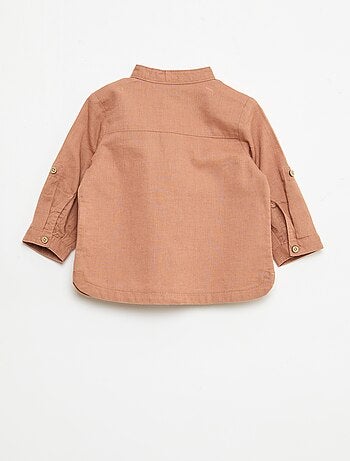 Camisa cuello mao con mangas remangables