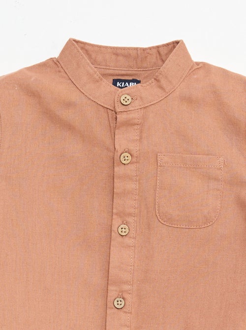 Camisa cuello mao con mangas remangables - Kiabi