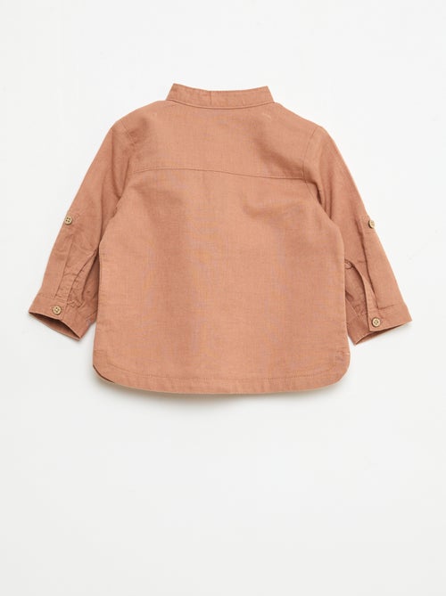 Camisa cuello mao con mangas remangables - Kiabi