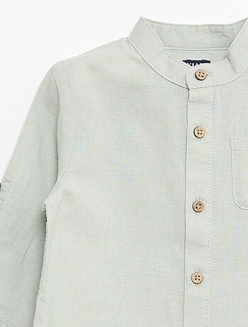 Camisa cuello mao con mangas remangables