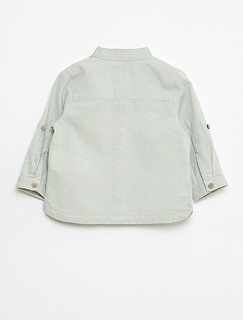 Camisa cuello mao con mangas remangables