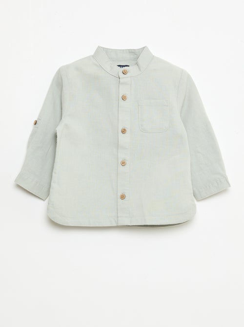Camisa cuello mao con mangas remangables - Kiabi