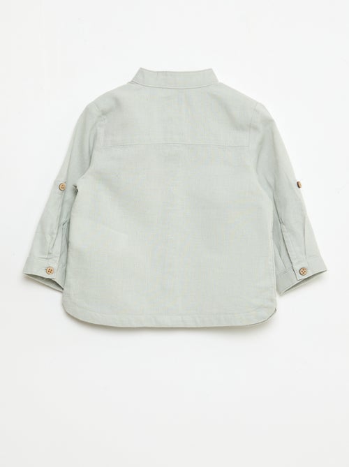 Camisa cuello mao con mangas remangables - Kiabi