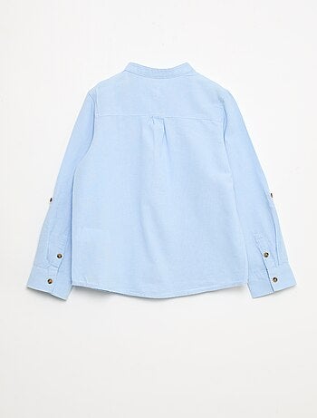 Camisa cuello mao en algodón liso