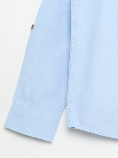 Camisa cuello mao en algodón liso - Kiabi