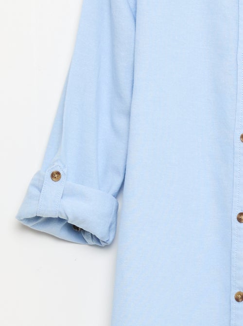 Camisa cuello mao en algodón liso - Kiabi