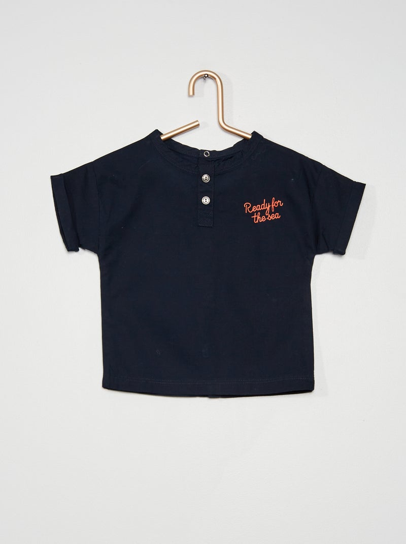 Camisa cuello panadero AZUL - Kiabi