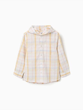 Camisa de algodón a cuadros con capucha B&S
