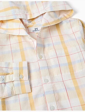 Camisa de algodón a cuadros con capucha B&S