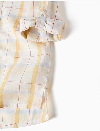 Camisa de algodón a cuadros con capucha B&S