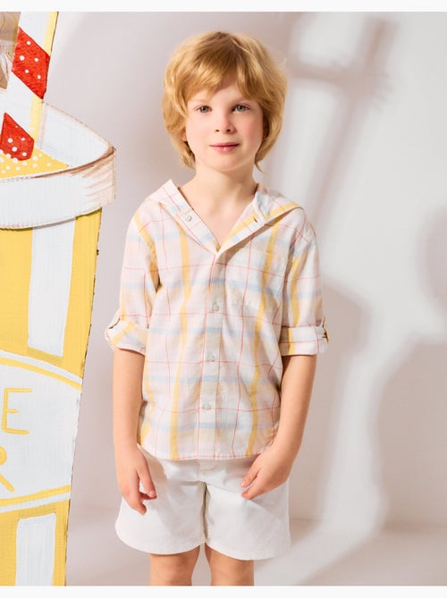 Camisa de algodón a cuadros con capucha B&S - Kiabi