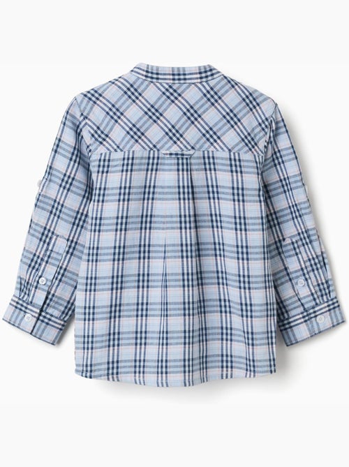 Camisa de algodón a cuadros con mangas enrolladas B&S - Kiabi