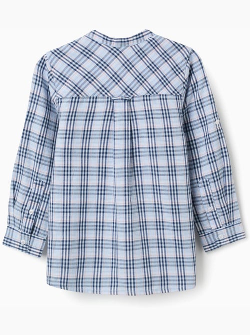 Camisa de algodón a cuadros con mangas remangables B&S - Kiabi