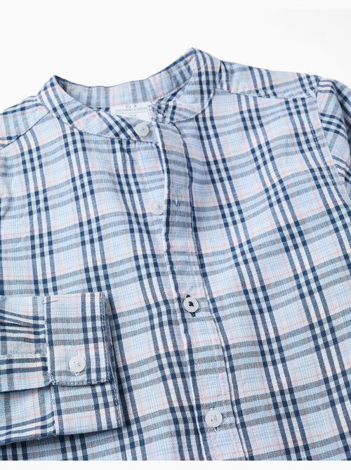 Camisa de algodón a cuadros con mangas remangables B&S - Kiabi
