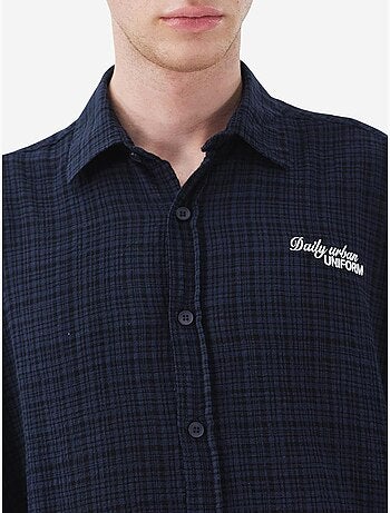 Camisa de algodón a cuadros de corte relajado para hombre giesto