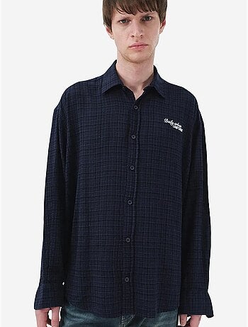 Camisa de algodón a cuadros de corte relajado para hombre giesto