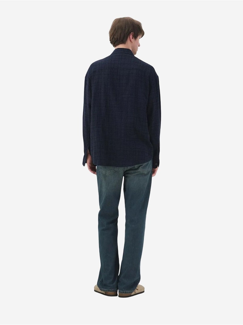 Camisa de algodón a cuadros de corte relajado para hombre giesto Azul laguna - Kiabi