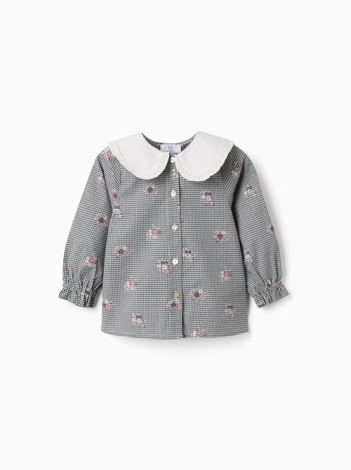 Camisa de algodón a cuadros Vichy con estampado floral - Kiabi Camisa de algodón a cuadros Vichy con estampado floral - Kiabi