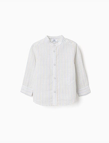 Camisa de algodón a rayas con cuello mao B&S