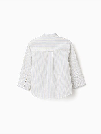 Camisa de algodón a rayas con cuello mao B&S