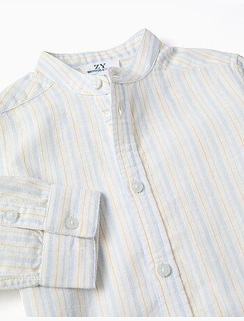Camisa de algodón a rayas con cuello mao B&S