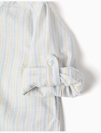 Camisa de algodón a rayas con cuello mao B&S