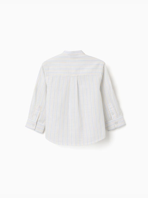 Camisa de algodón a rayas con cuello mao B&S - Kiabi