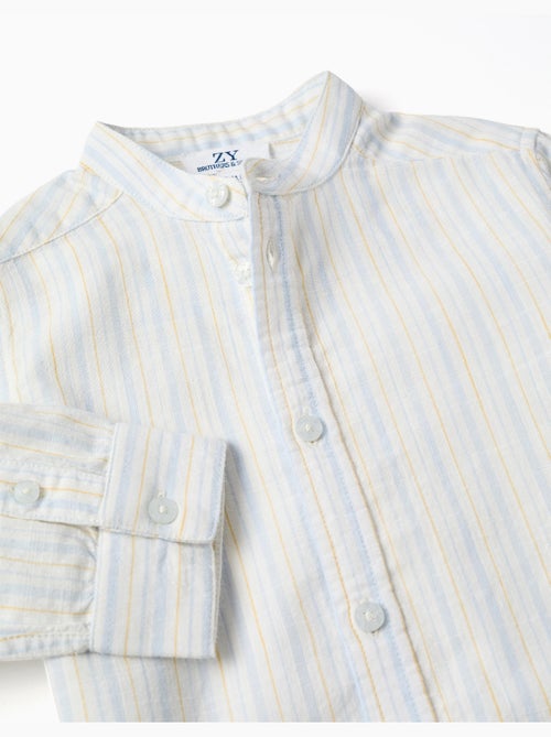 Camisa de algodón a rayas con cuello mao B&S - Kiabi