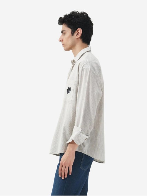 Camisa de algodón a rayas con tejido de terciopelo giesto - Kiabi Camisa de algodón a rayas con tejido de terciopelo giesto - Kiabi