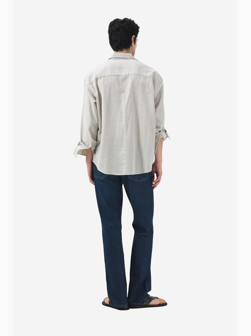 Camisa de algodón a rayas con tejido de terciopelo giesto Blanco roto - Kiabi