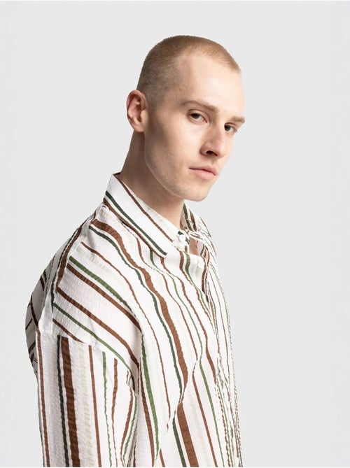 Camisa de algodón a rayas de corte relajado giesto - Kiabi Camisa de algodón a rayas de corte relajado giesto - Kiabi