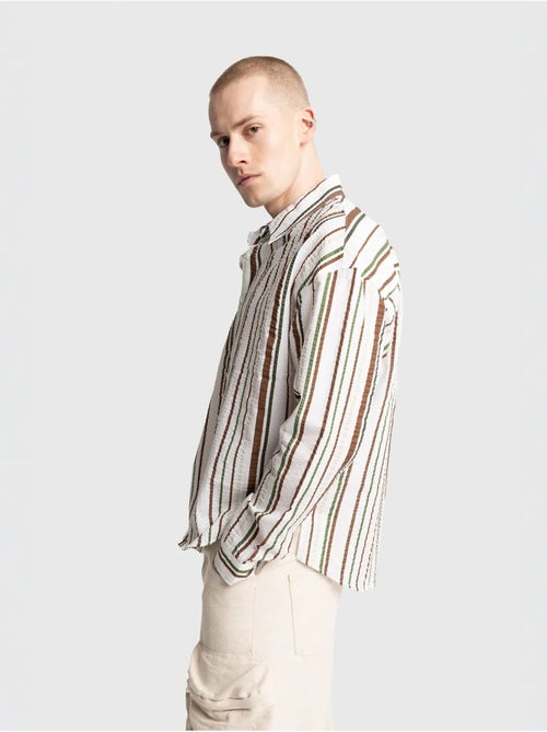 Camisa de algodón a rayas de corte relajado giesto - Kiabi Camisa de algodón a rayas de corte relajado giesto - Kiabi