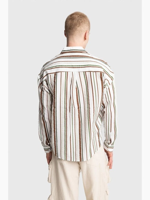 Camisa de algodón a rayas de corte relajado giesto - Kiabi Camisa de algodón a rayas de corte relajado giesto - Kiabi