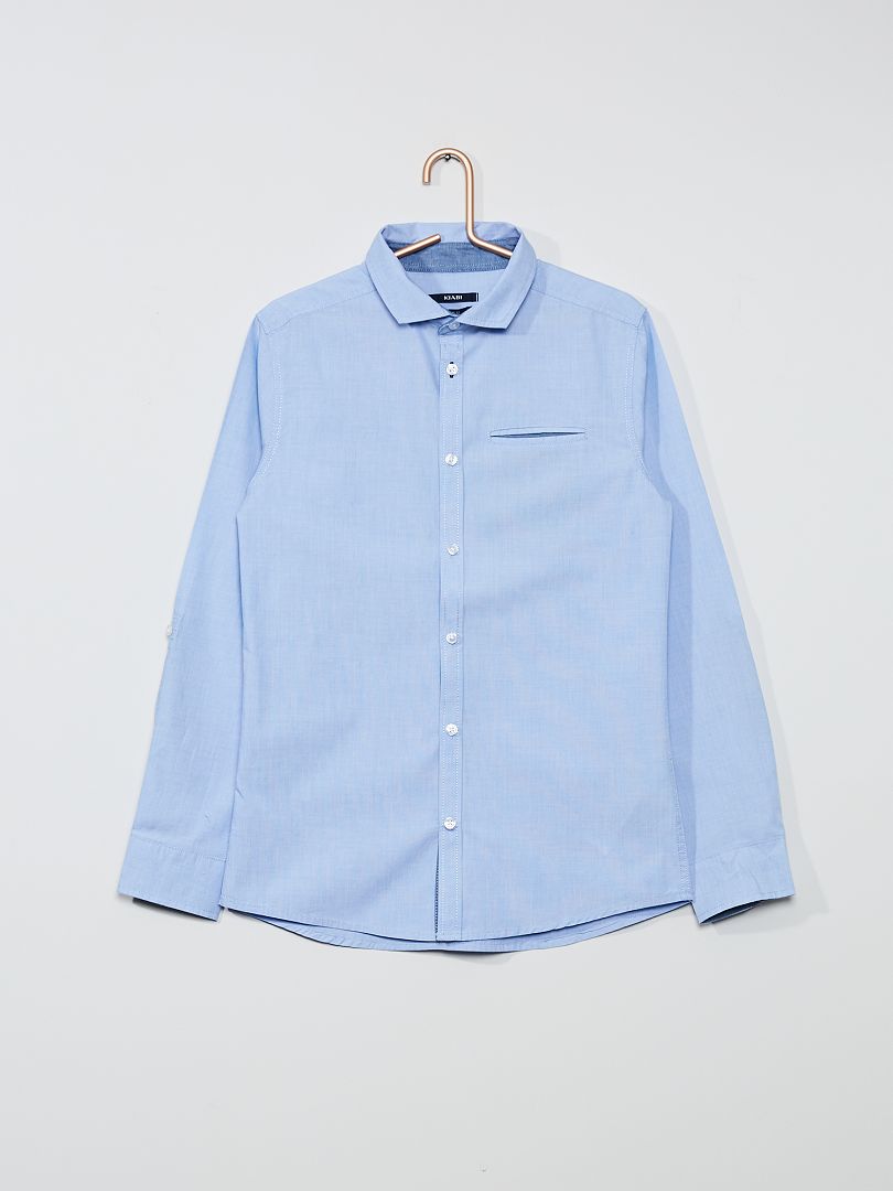 Camisa de algodón azul - Kiabi