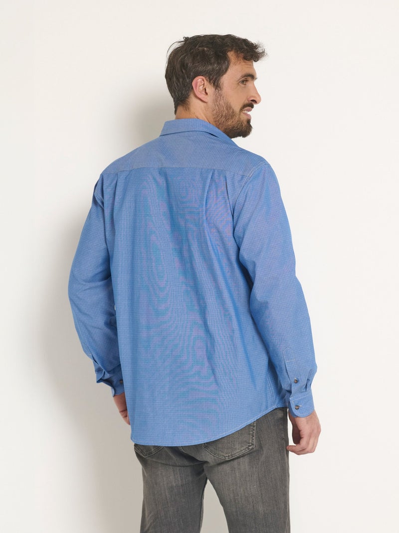 Camisa de algodón cambray estampada - Afibel Azul - Kiabi
