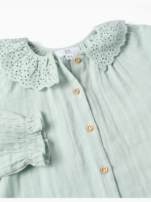 Camisa de algodón con bordado inglés y volantes - Kiabi Camisa de algodón con bordado inglés y volantes - Kiabi